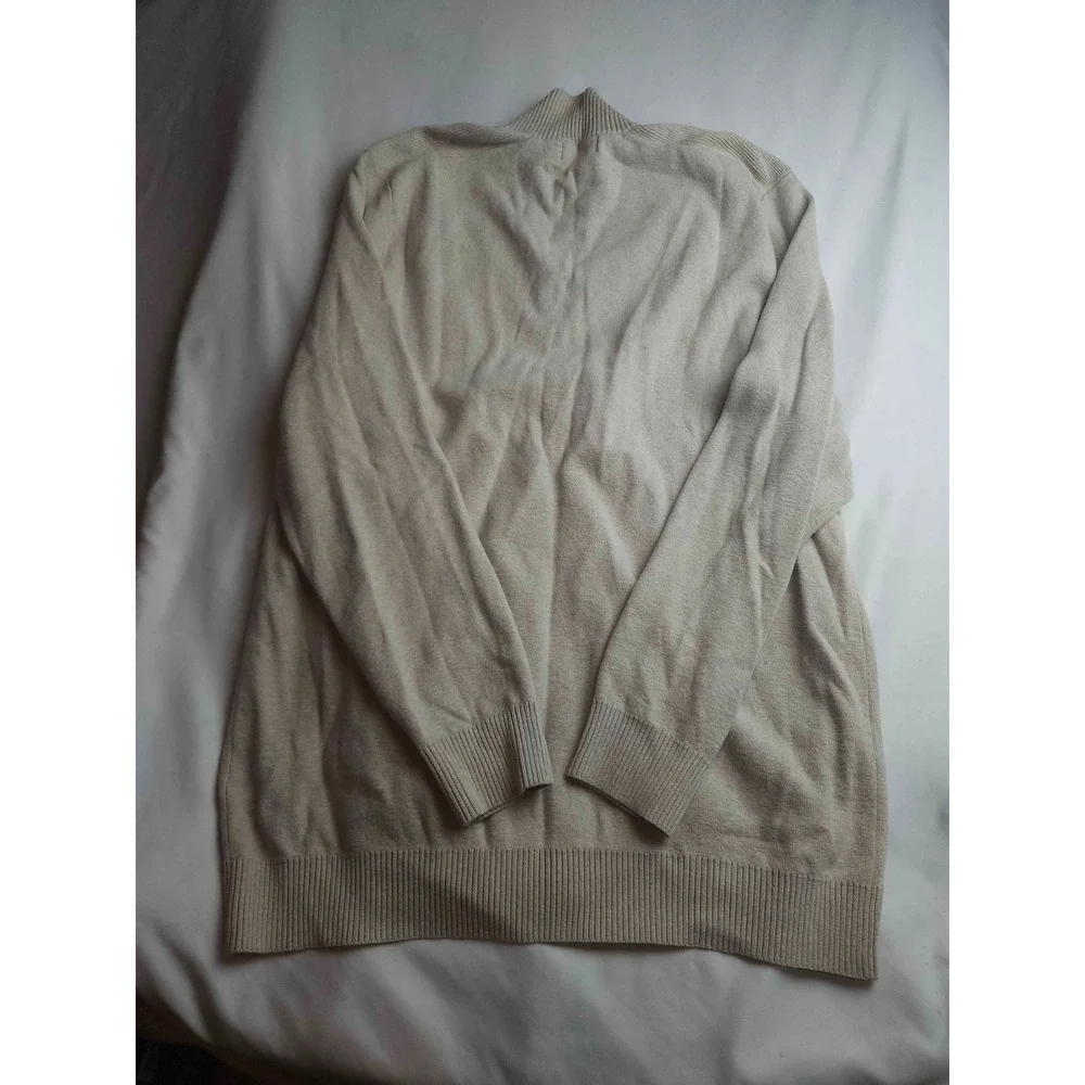Nautica Full Zip Sweater Mens Size XL Beige Knit Mock Neck Long Sleeve Casual